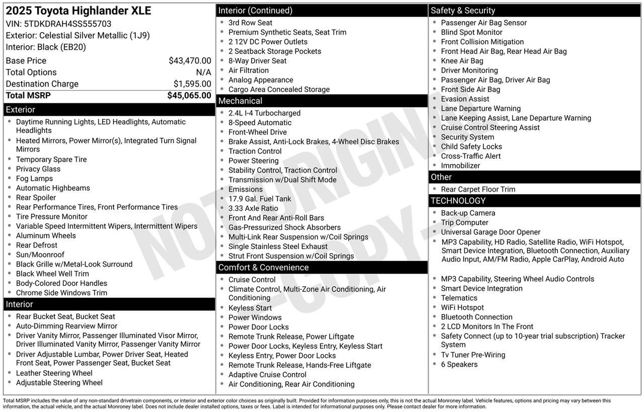 Toyota Highlander XLE 2025