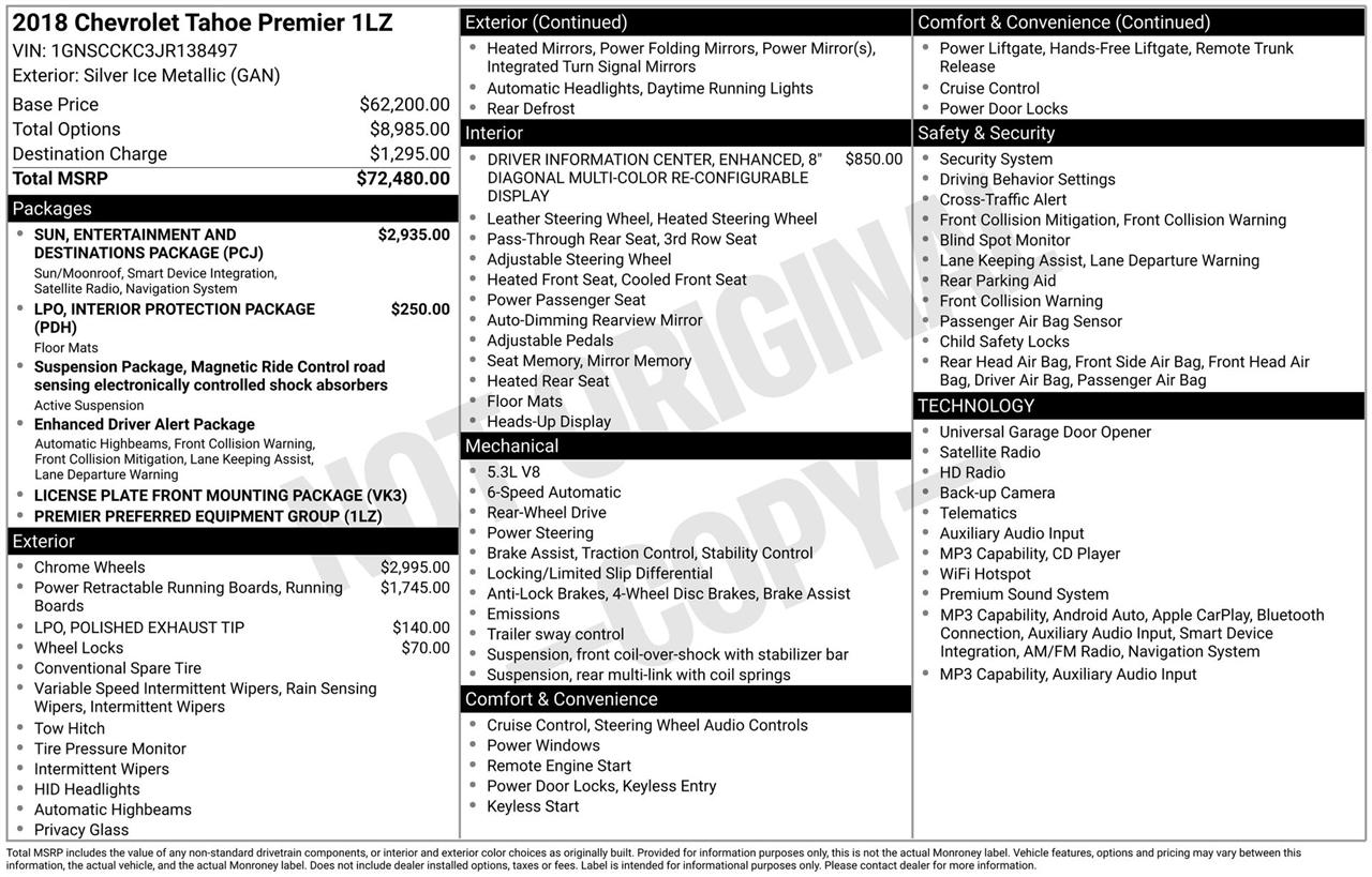 Chevrolet Tahoe Premier 2WD 2018