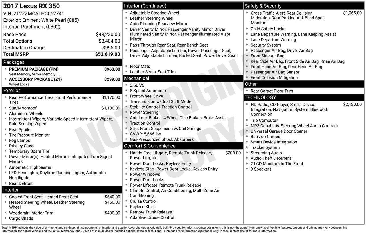 Lexus RX 350 FWD 2017
