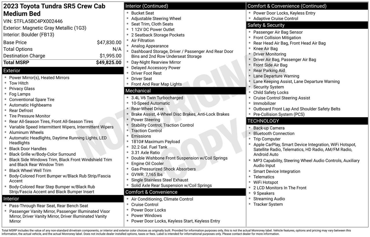 Toyota Tundra SR5 CrewMax 2WD Long Bed 2023