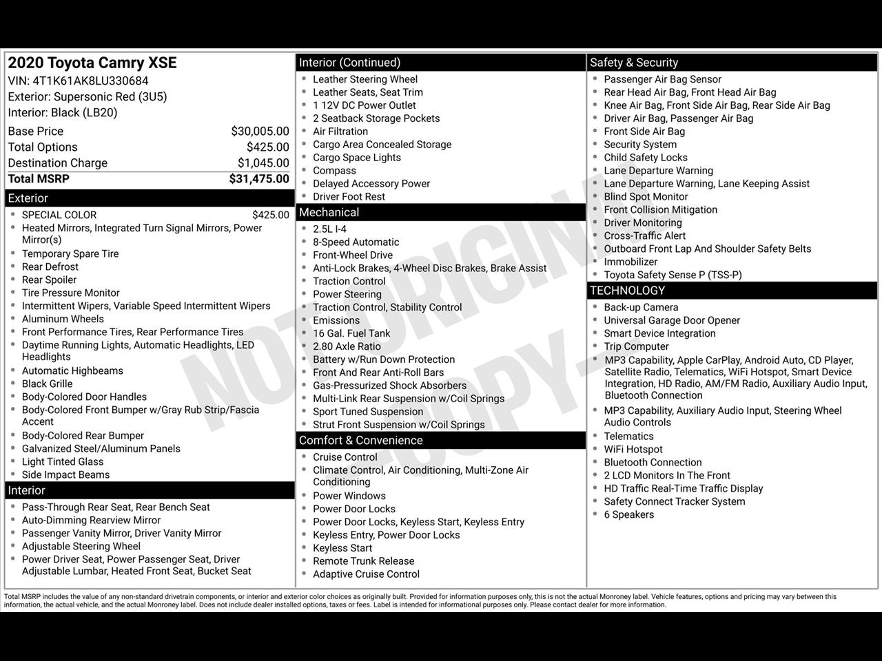 2020 Toyota Camry XSE