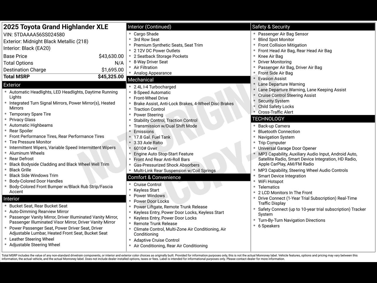 Toyota Grand Highlander XLE 2025
