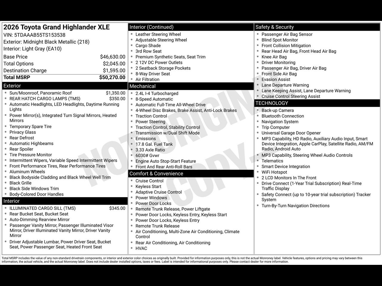 Toyota Grand Highlander XLE AWD 2026