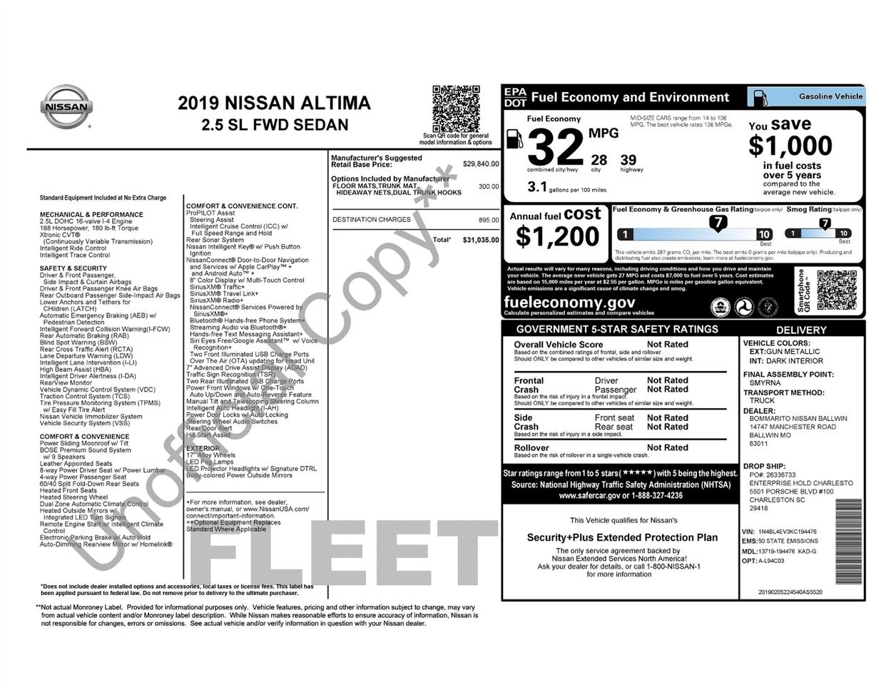Nissan Altima 2.5 SL 2019