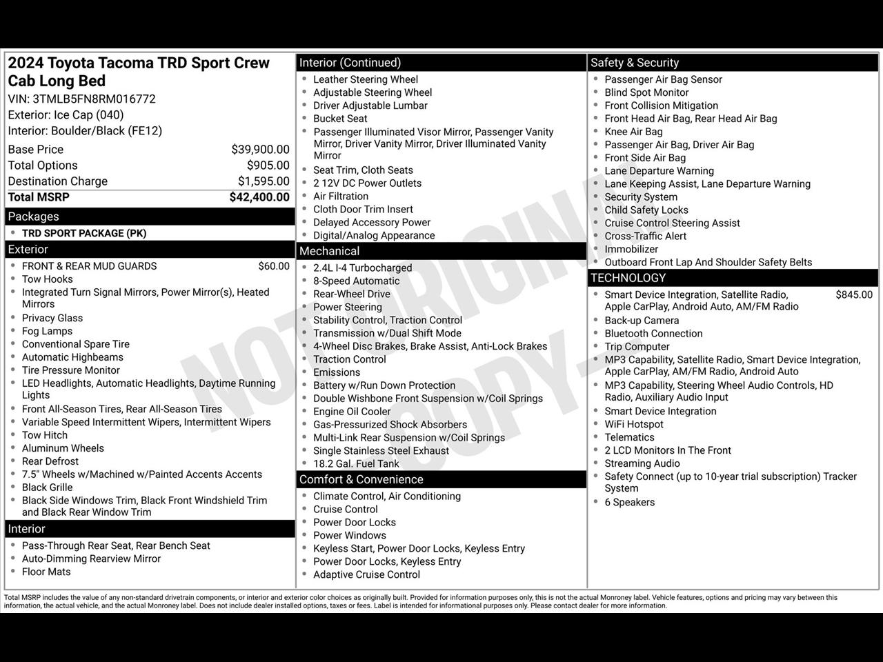 Toyota Tacoma TRD Sport Double Cab 2WD 2024