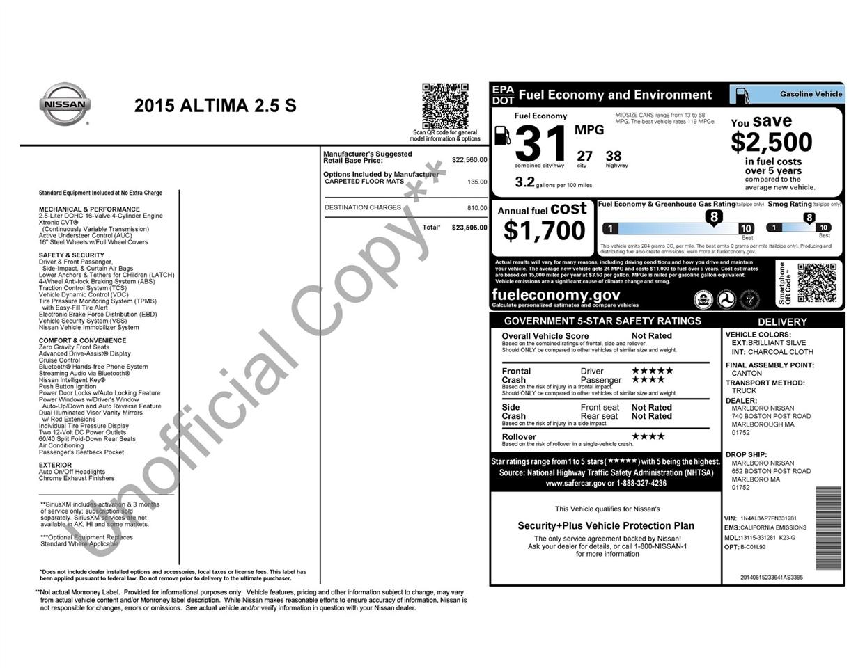 Nissan Altima 2.5 2015