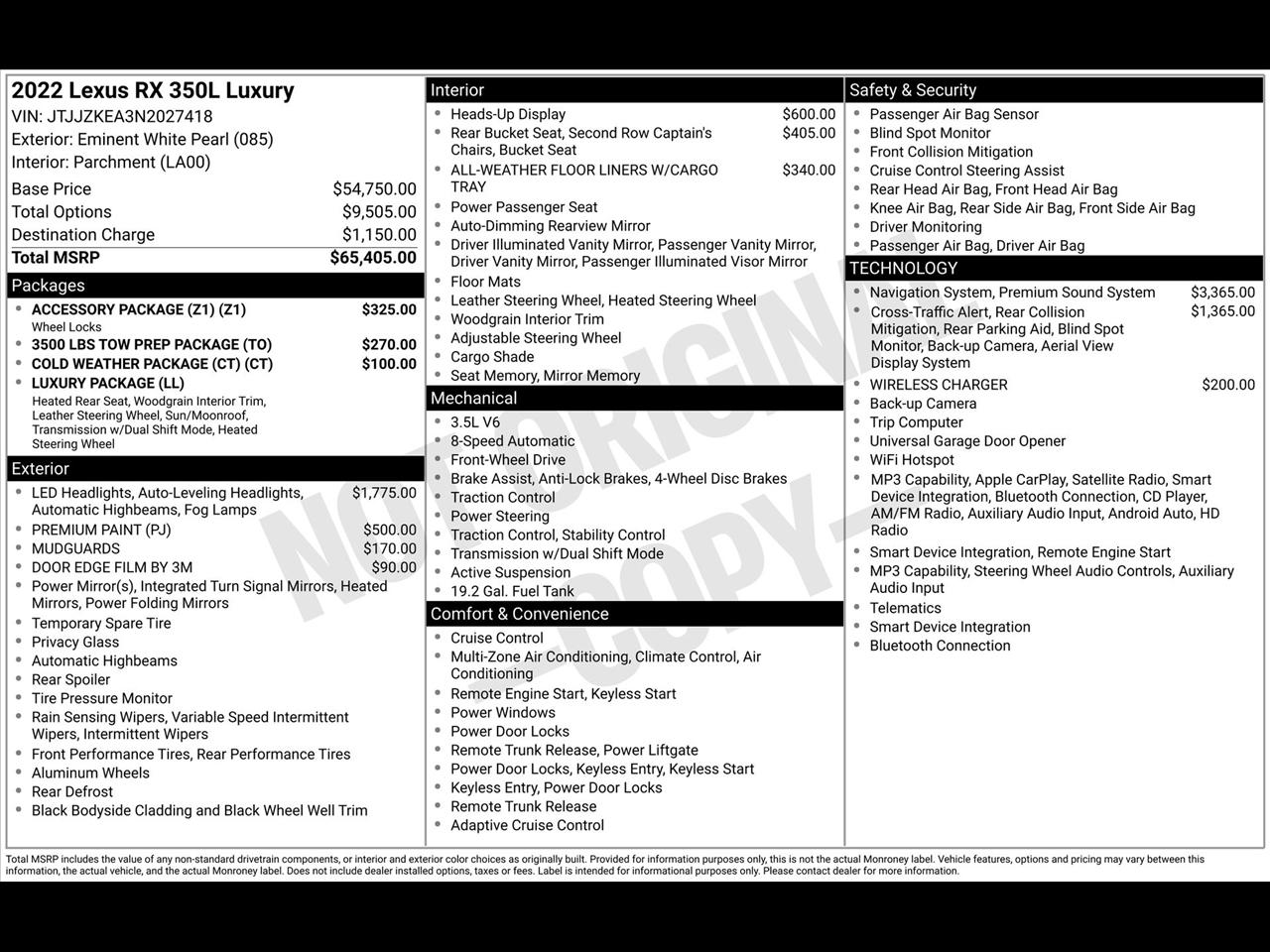 Lexus RX 350L Luxury 2022