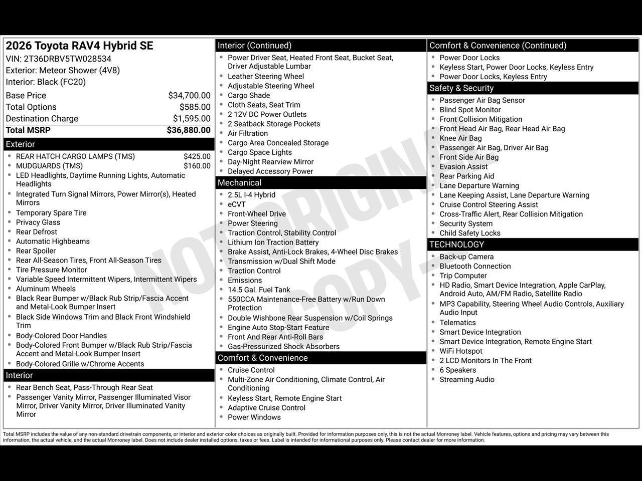 Toyota RAV4 Hybrid LE AWD 2026