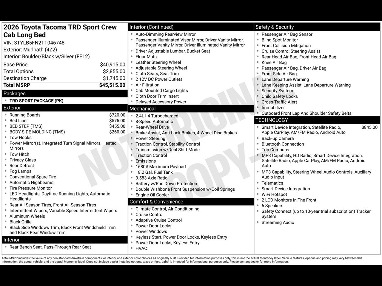 Toyota Tacoma TRD Sport Double Cab 2WD 2026