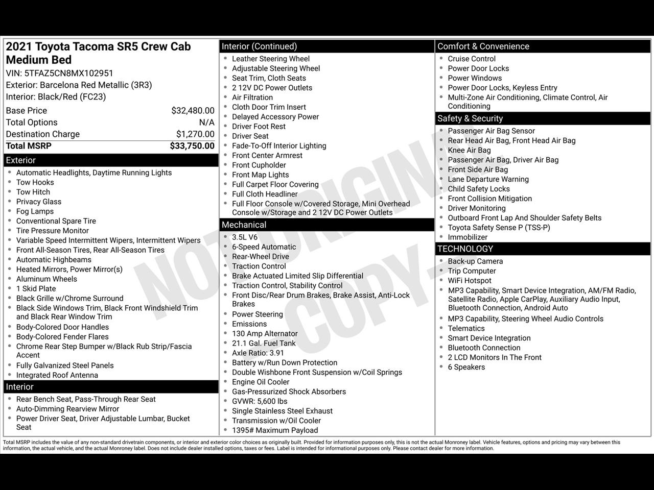 Toyota Tacoma SR5 Double Cab Long Bed V6 6AT 2WD 2021