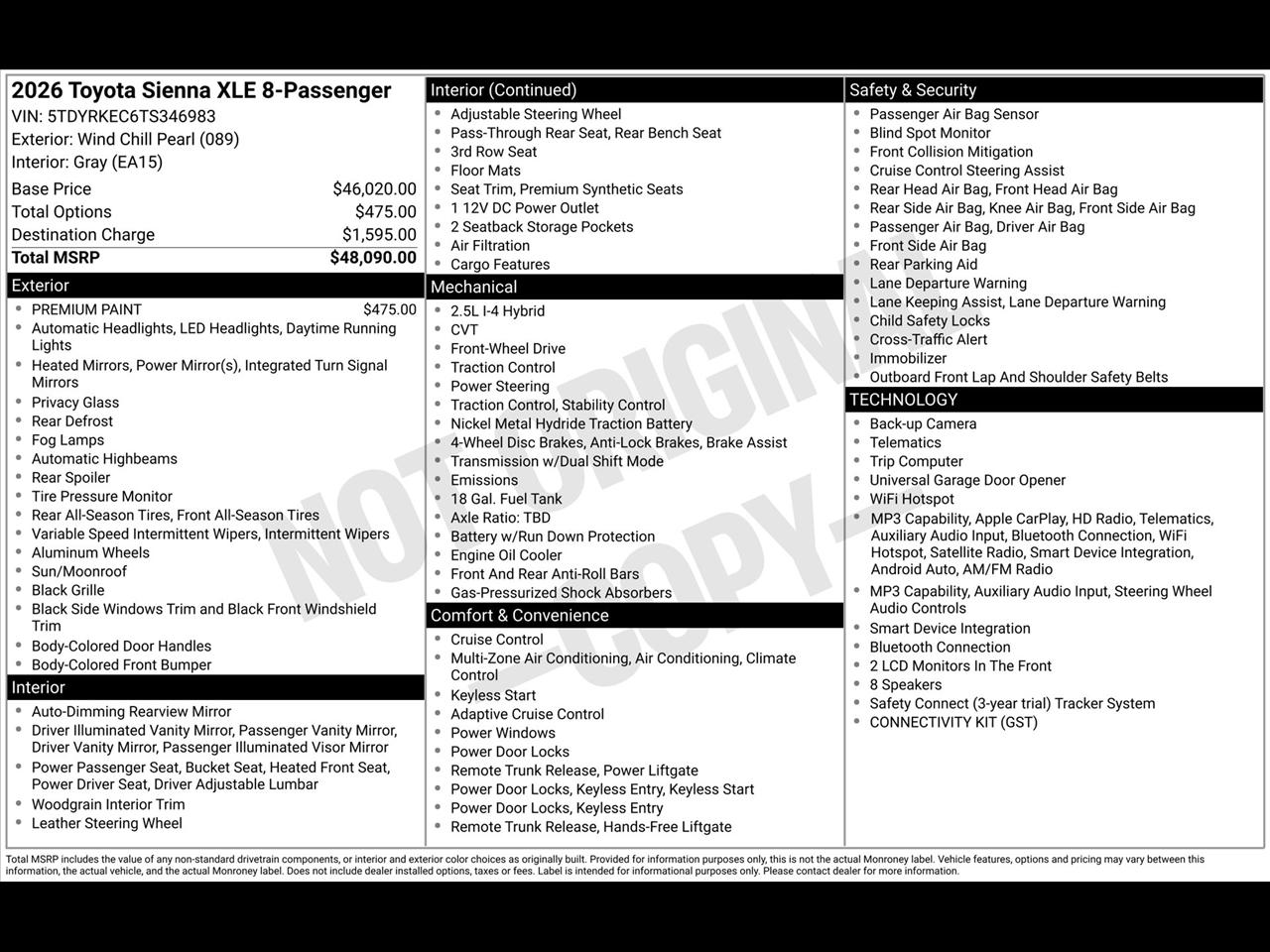Toyota Sienna XLE 7-Passenger 2026
