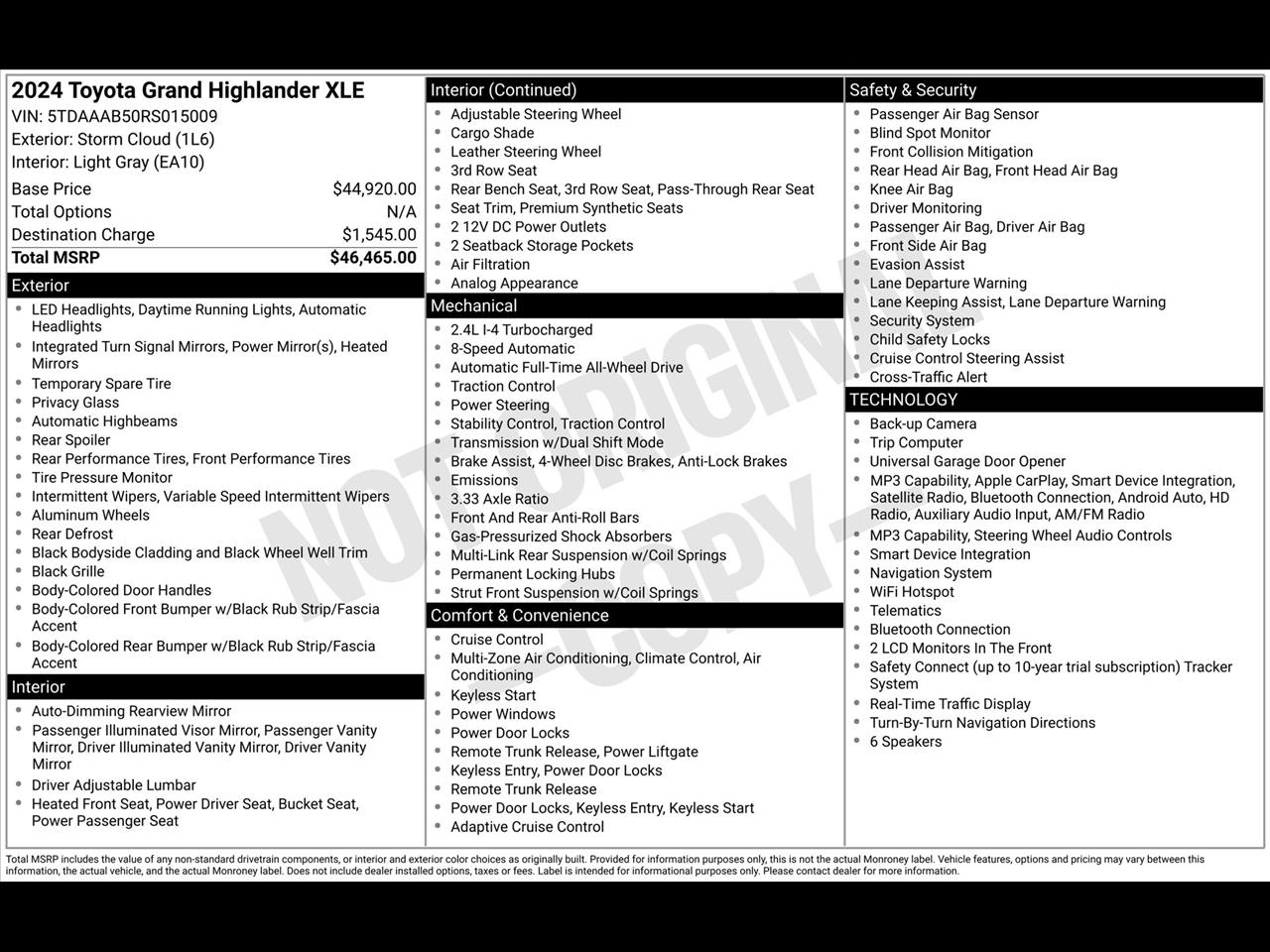 Toyota Grand Highlander XLE AWD 2024