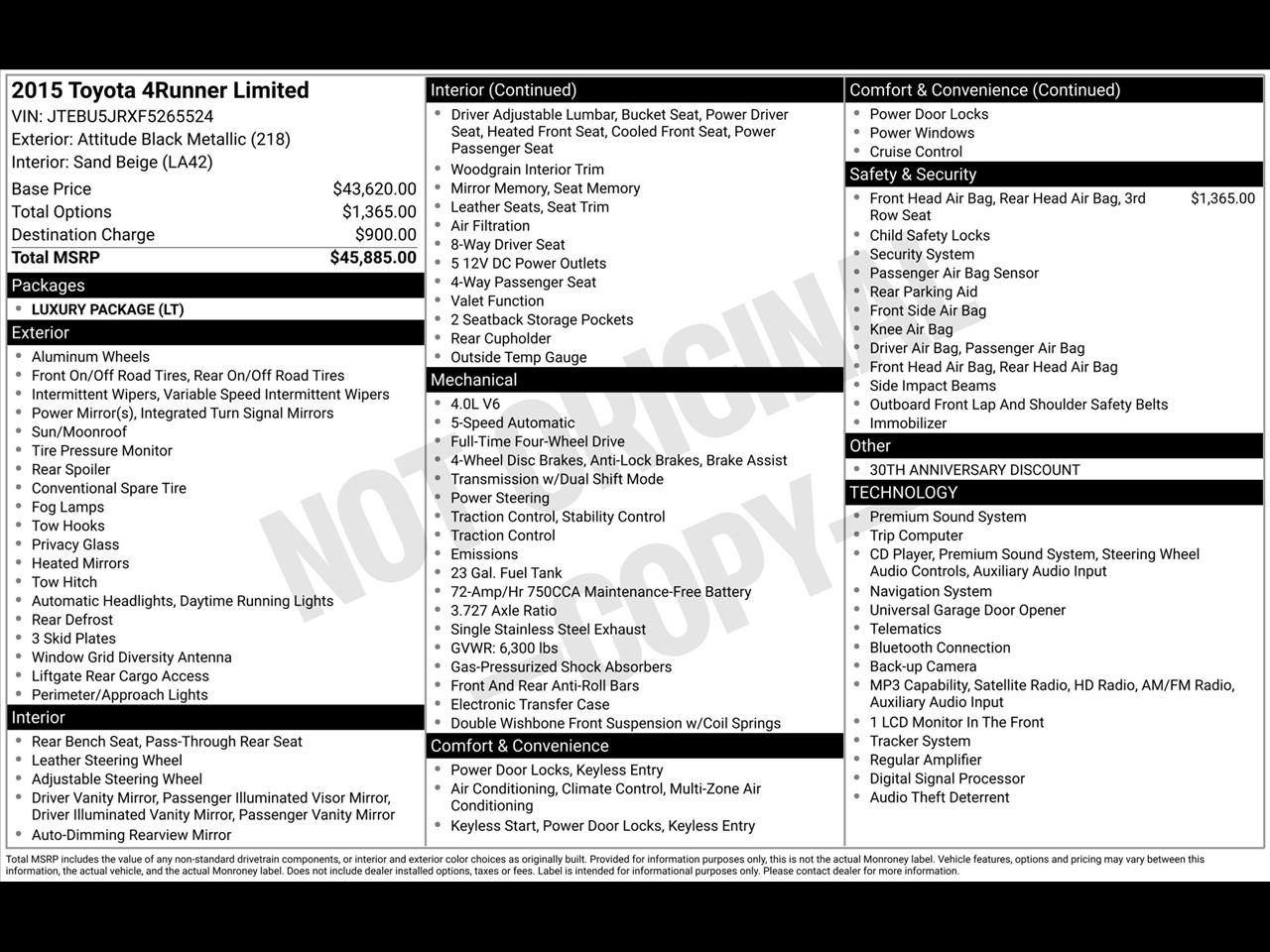 Toyota 4Runner Limited 4WD V6 2015