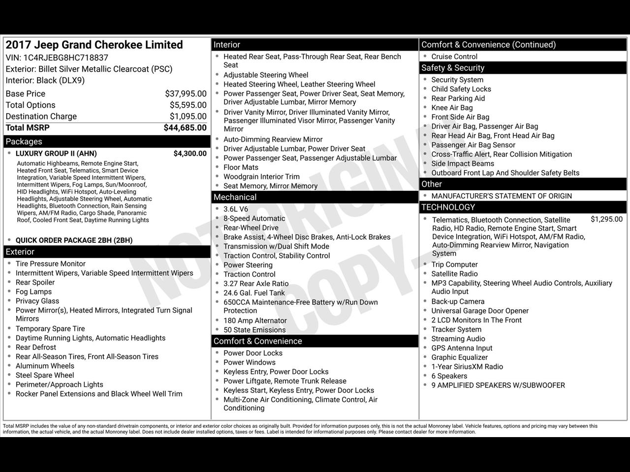 Jeep Grand Cherokee Limited 2WD 2017