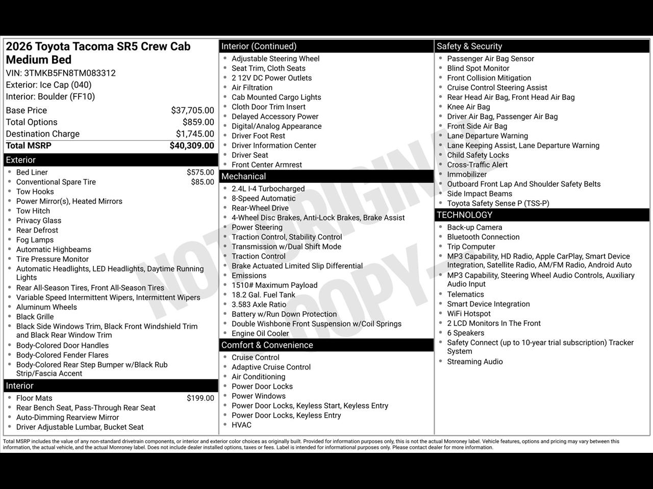 Toyota Tacoma TRD Sport Double Cab 2WD 2026