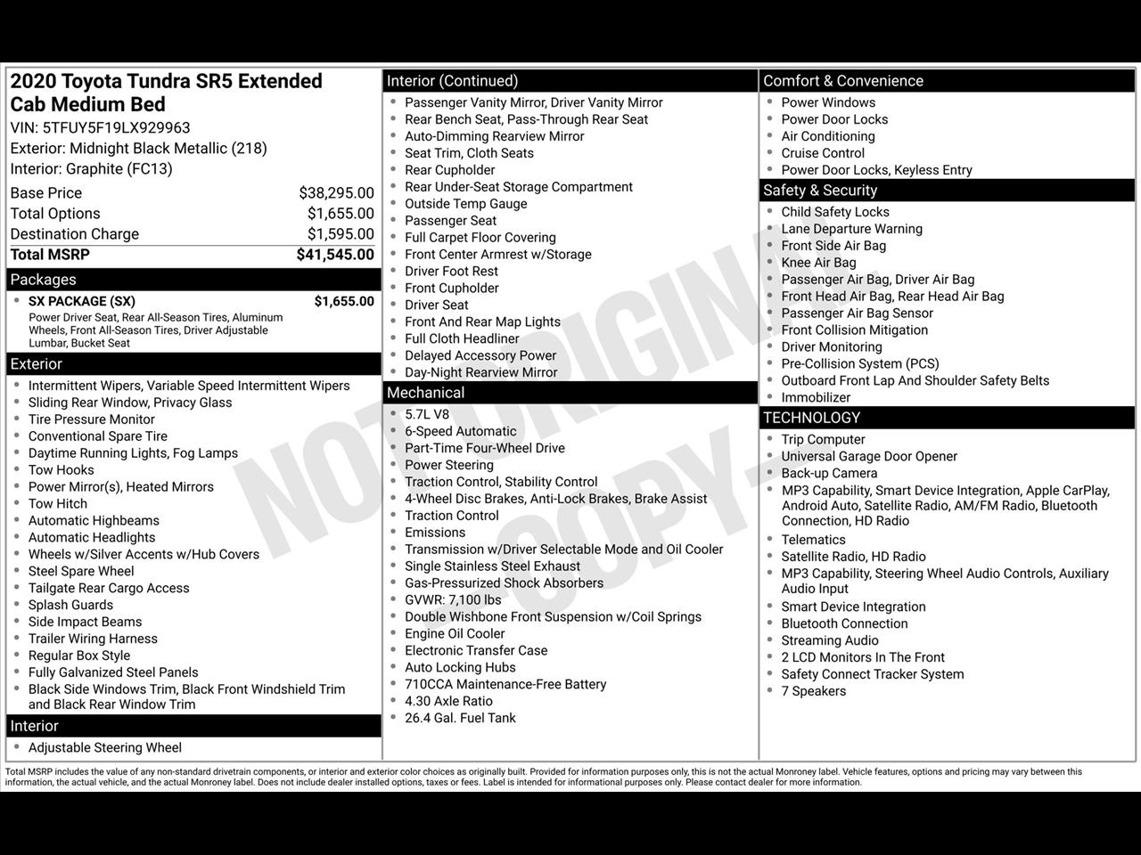 Toyota Tundra SR5 5.7L V8 Double Cab 4WD 2020