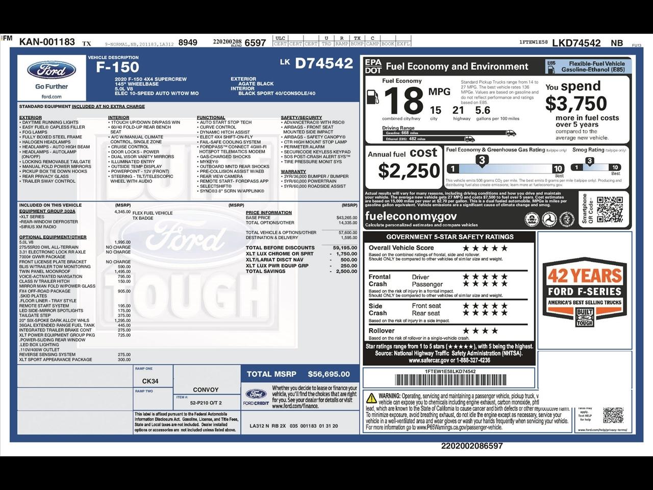 Ford F-150 XLT SuperCrew 6.5-ft. Bed 4WD 2020