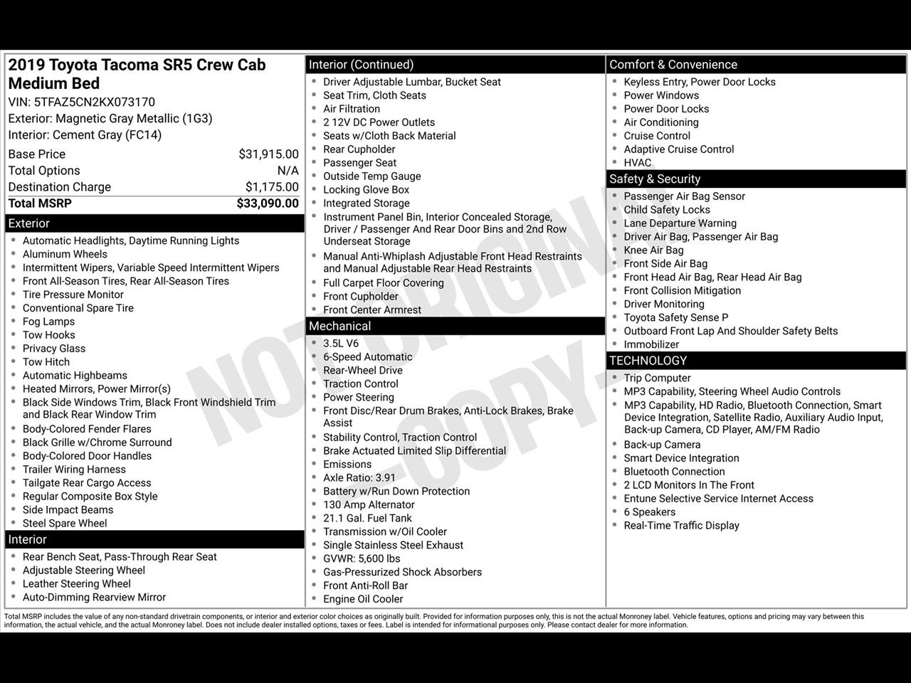 Toyota Tacoma SR5 Double Cab Long Bed V6 6AT 2WD 2019