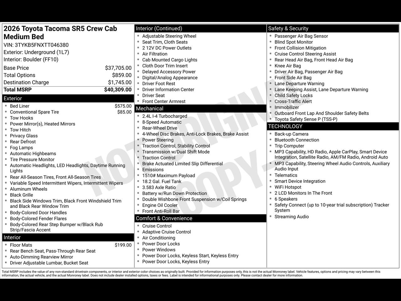 Toyota Tacoma TRD Sport Double Cab 2WD 2026