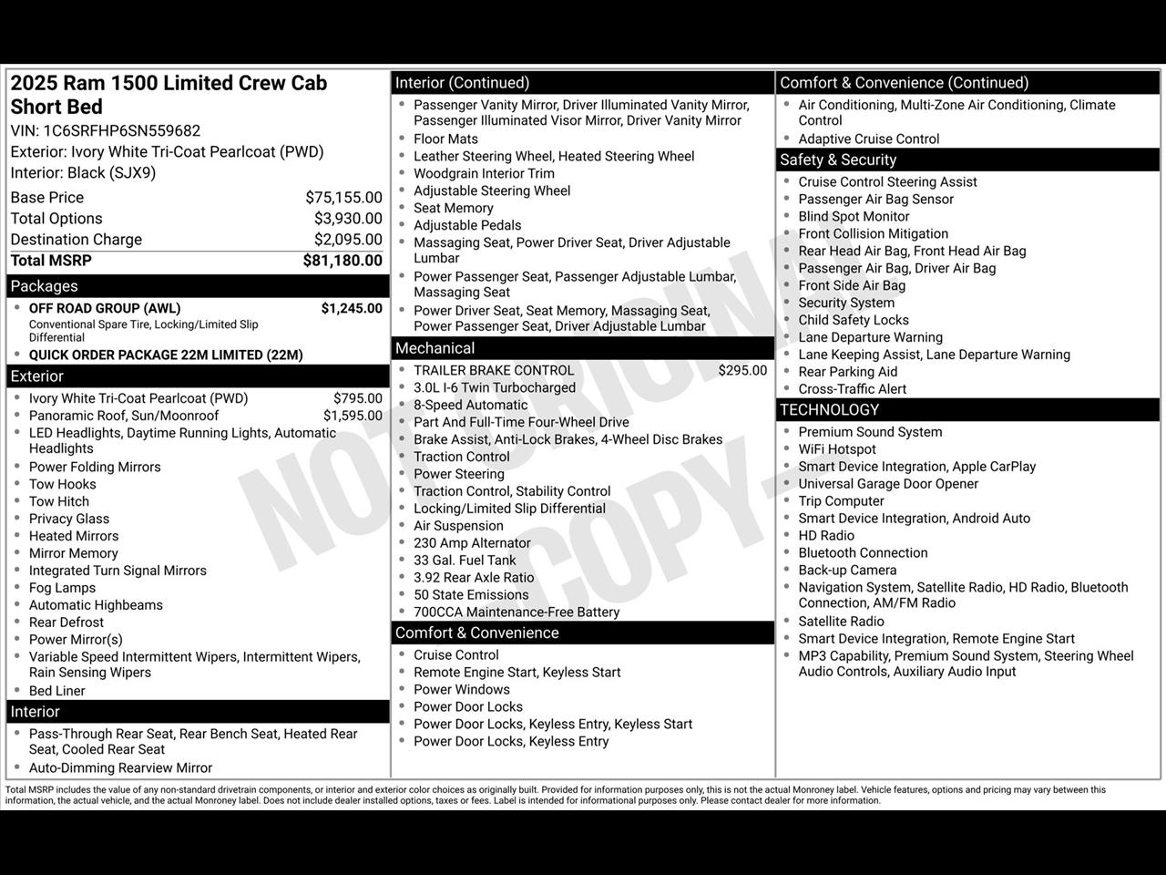 RAM 1500 Limited Crew Cab SWB 4WD 2025