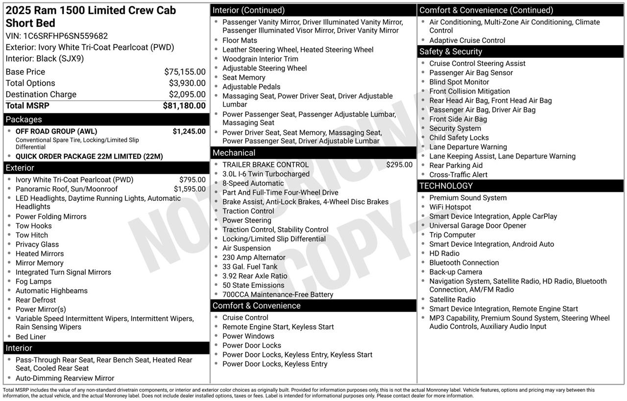 RAM 1500 Limited Crew Cab SWB 4WD 2025