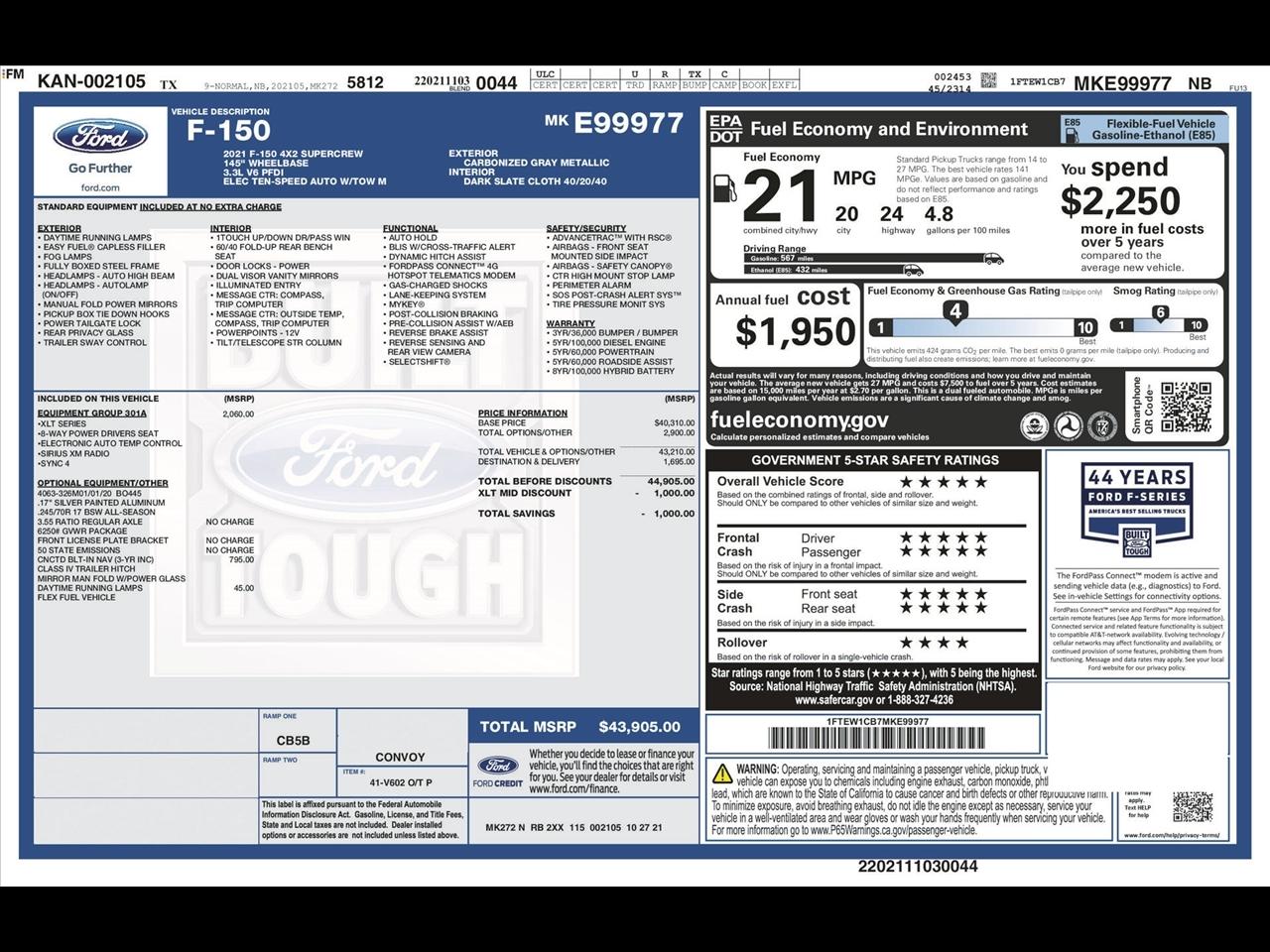 Ford F-150 XLT SuperCrew 6.5-ft. Bed 2WD 2021