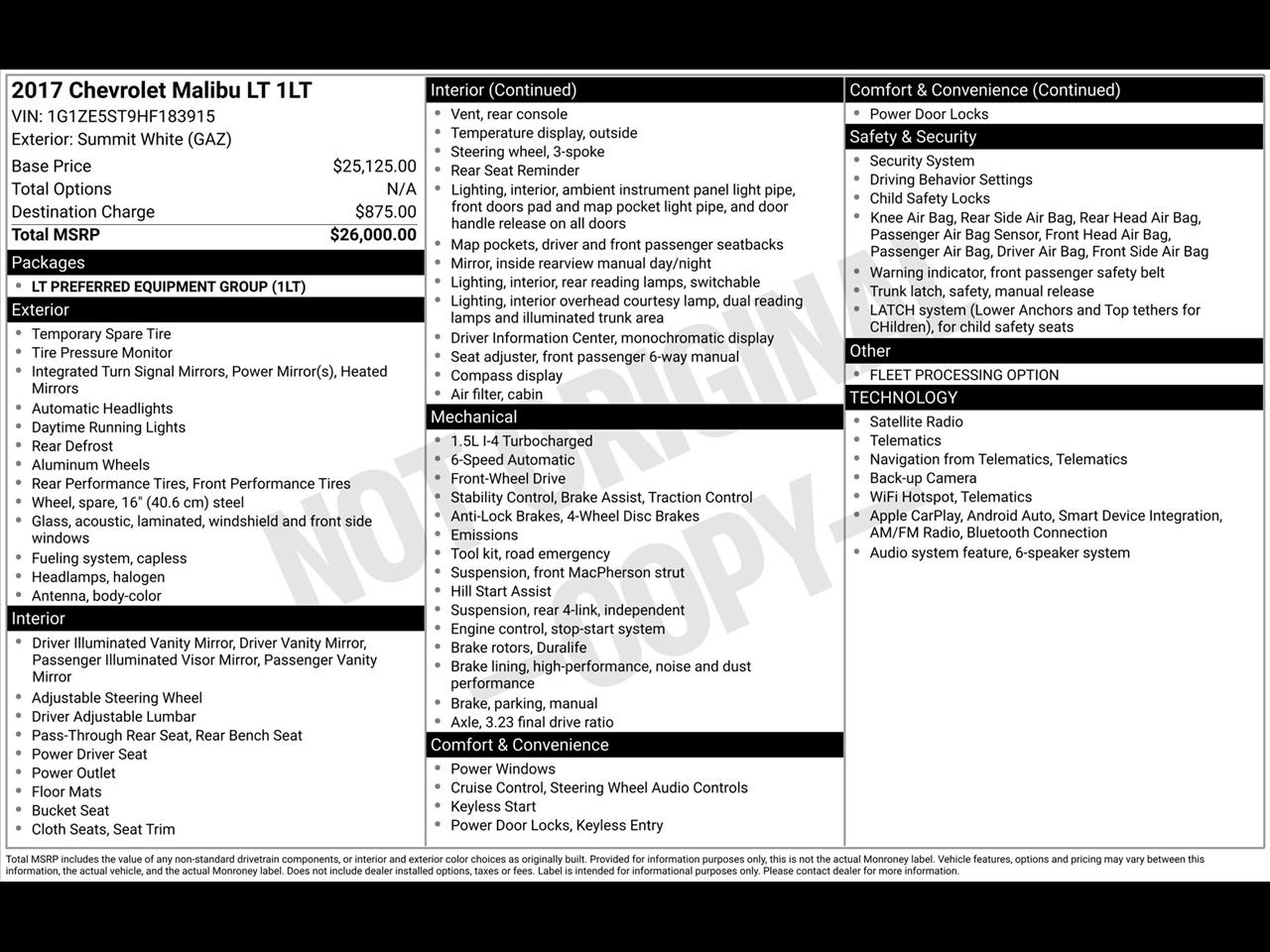 Chevrolet Malibu 1LT 2017