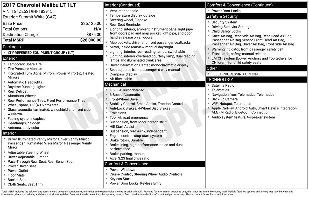 Chevrolet Malibu 1LT 2017