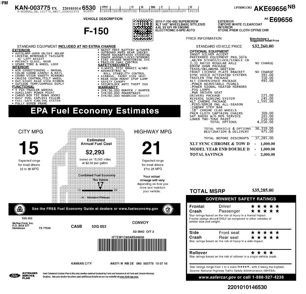 Ford F-150 Lariat SuperCrew 5.5-ft. Bed 2WD 2010