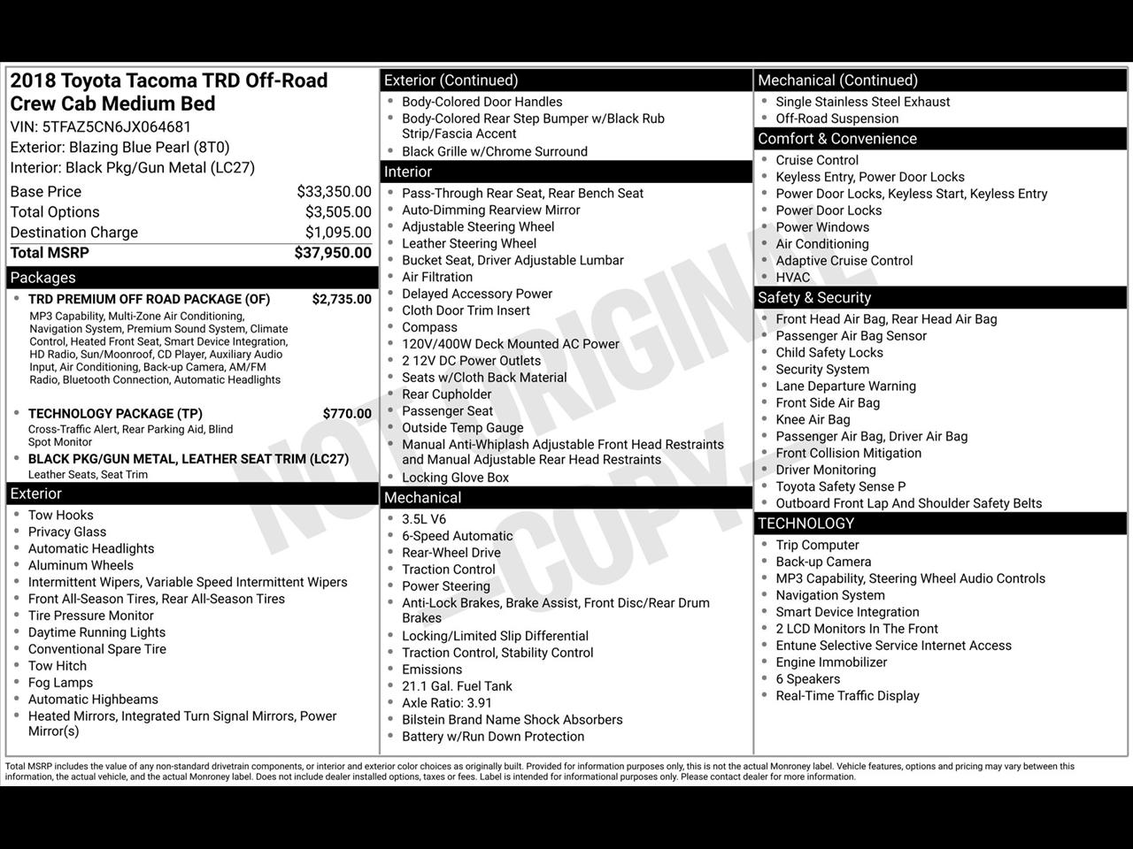 Toyota Tacoma SR5 Double Cab Long Bed V6 5AT 2WD 2018