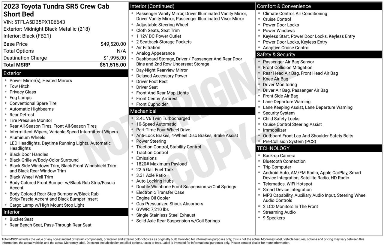 Toyota Tundra SR5 CrewMax 4WD 2023