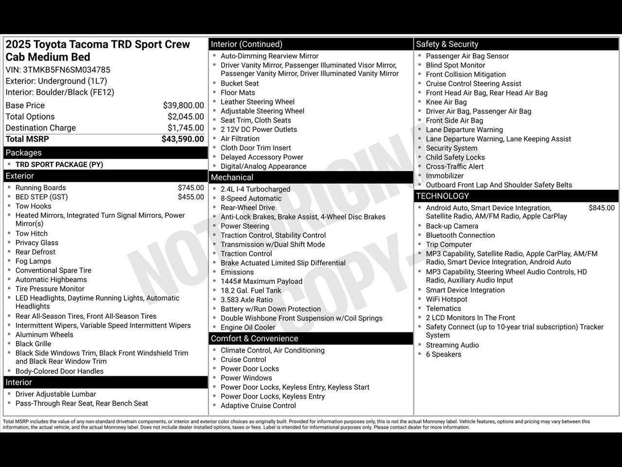 Toyota Tacoma TRD Sport Double Cab 2WD 2025