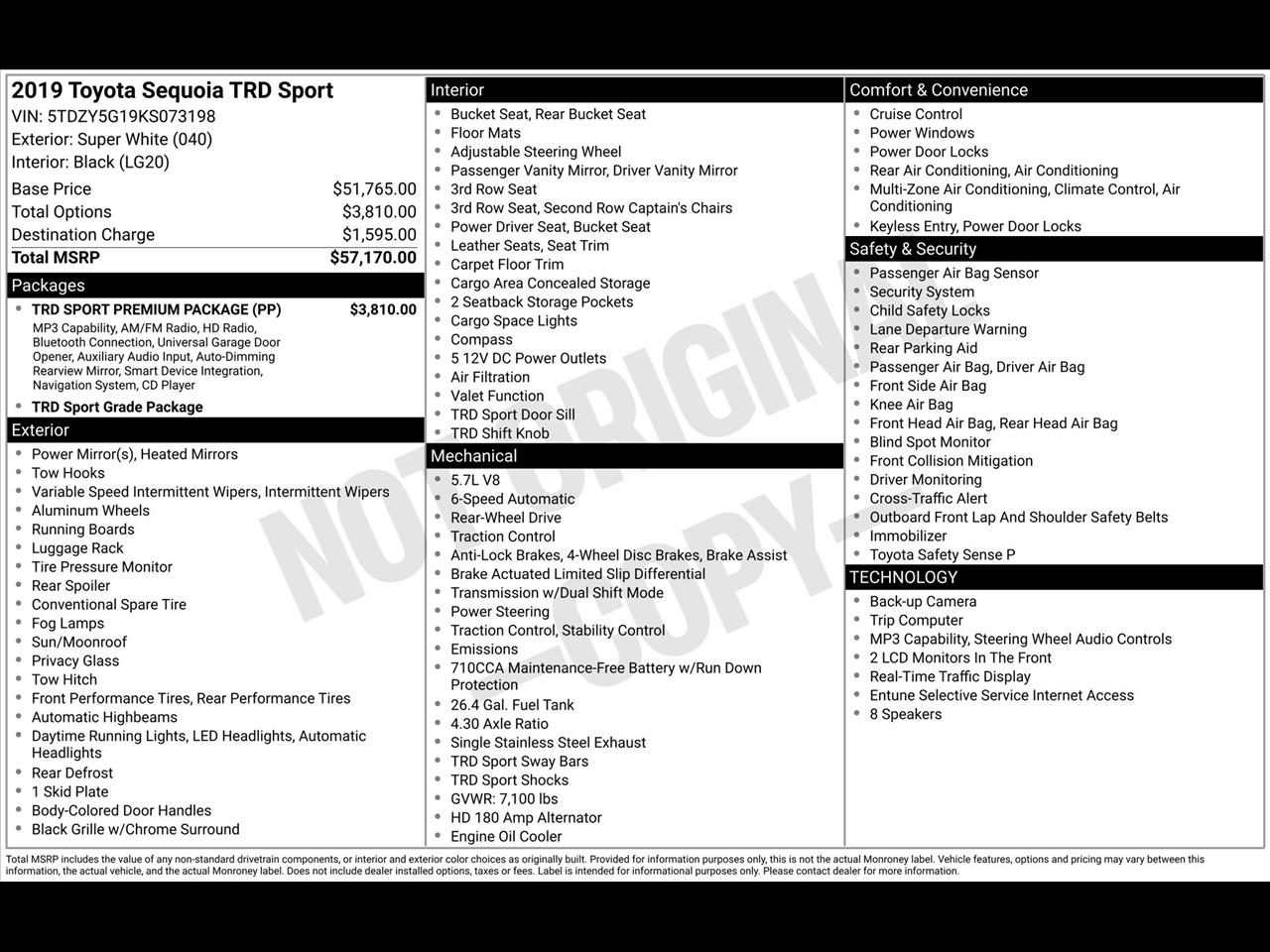 Toyota Sequoia SR5 5.7L 2WD 2019