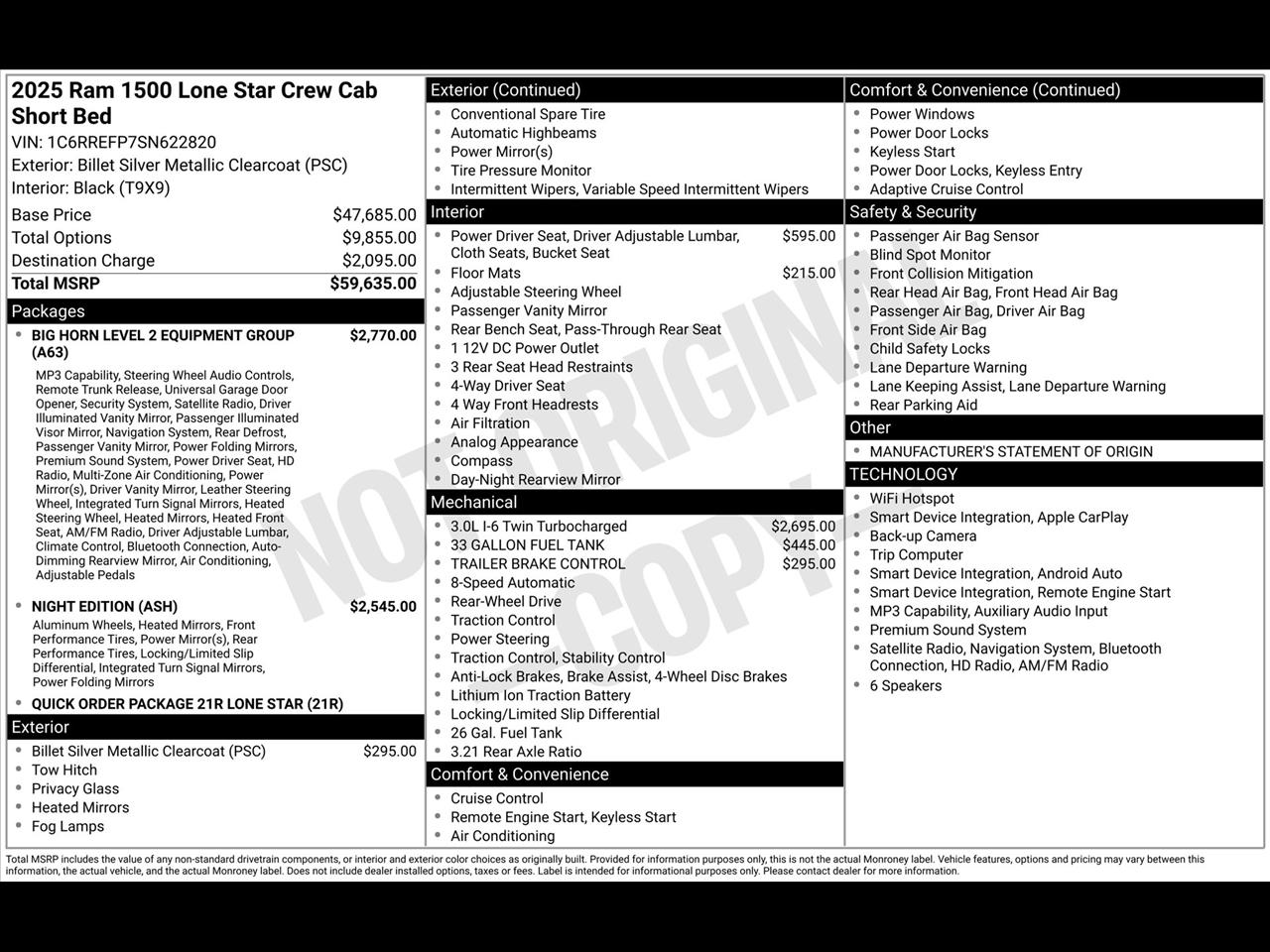 RAM 1500 Lone Star Crew Cab SB 2WD 2025
