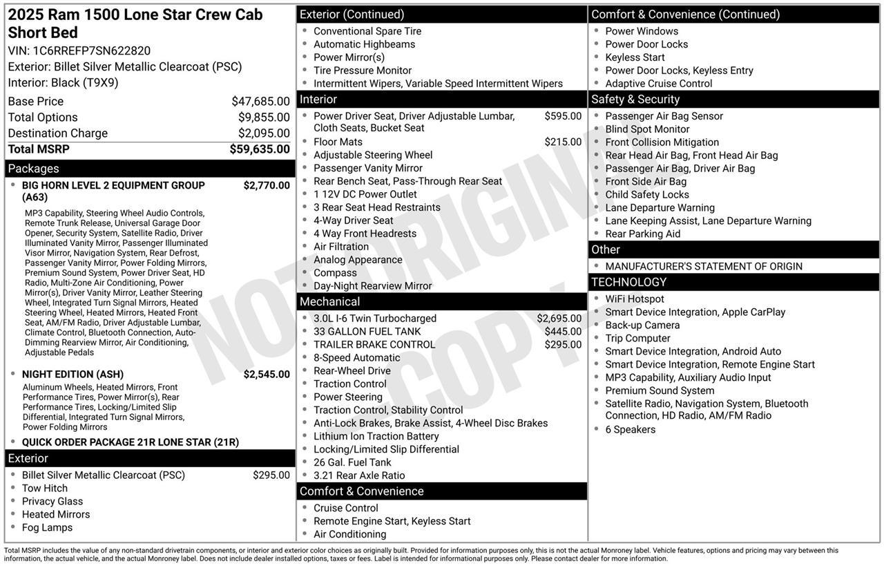 RAM 1500 Lone Star Crew Cab SB 2WD 2025