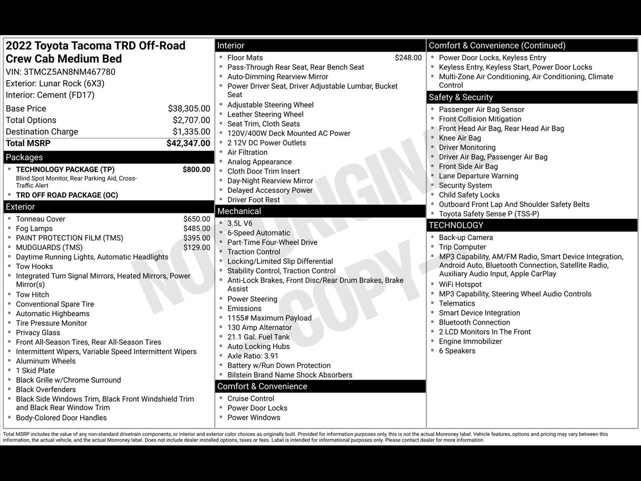 Toyota Tacoma SR5 Double Cab Long Bed V6 6AT 4WD 2022
