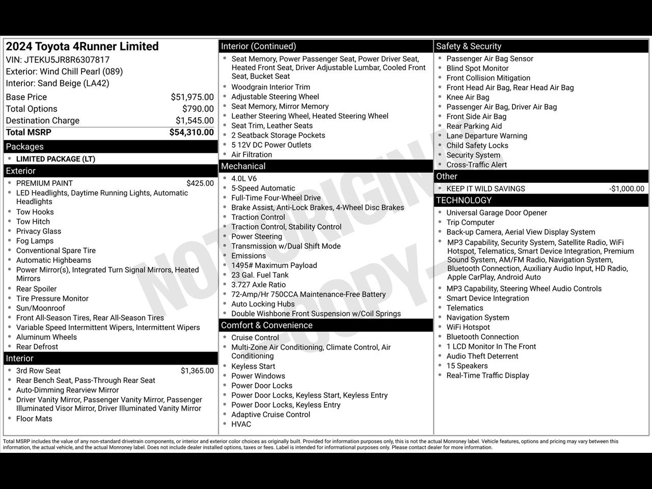 Toyota 4Runner Limited 4WD 2024