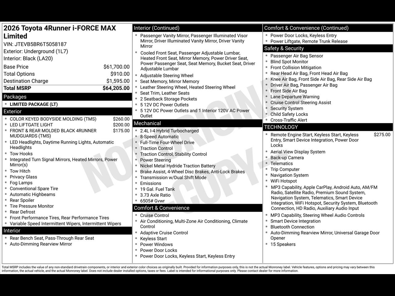 Toyota 4Runner Limited 4WD 2026