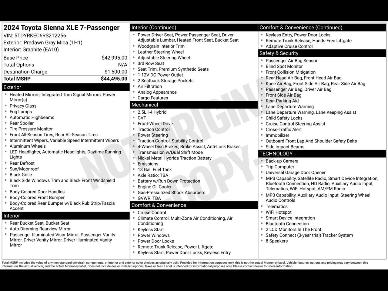 Toyota Sienna XLE 7-Passenger 2024