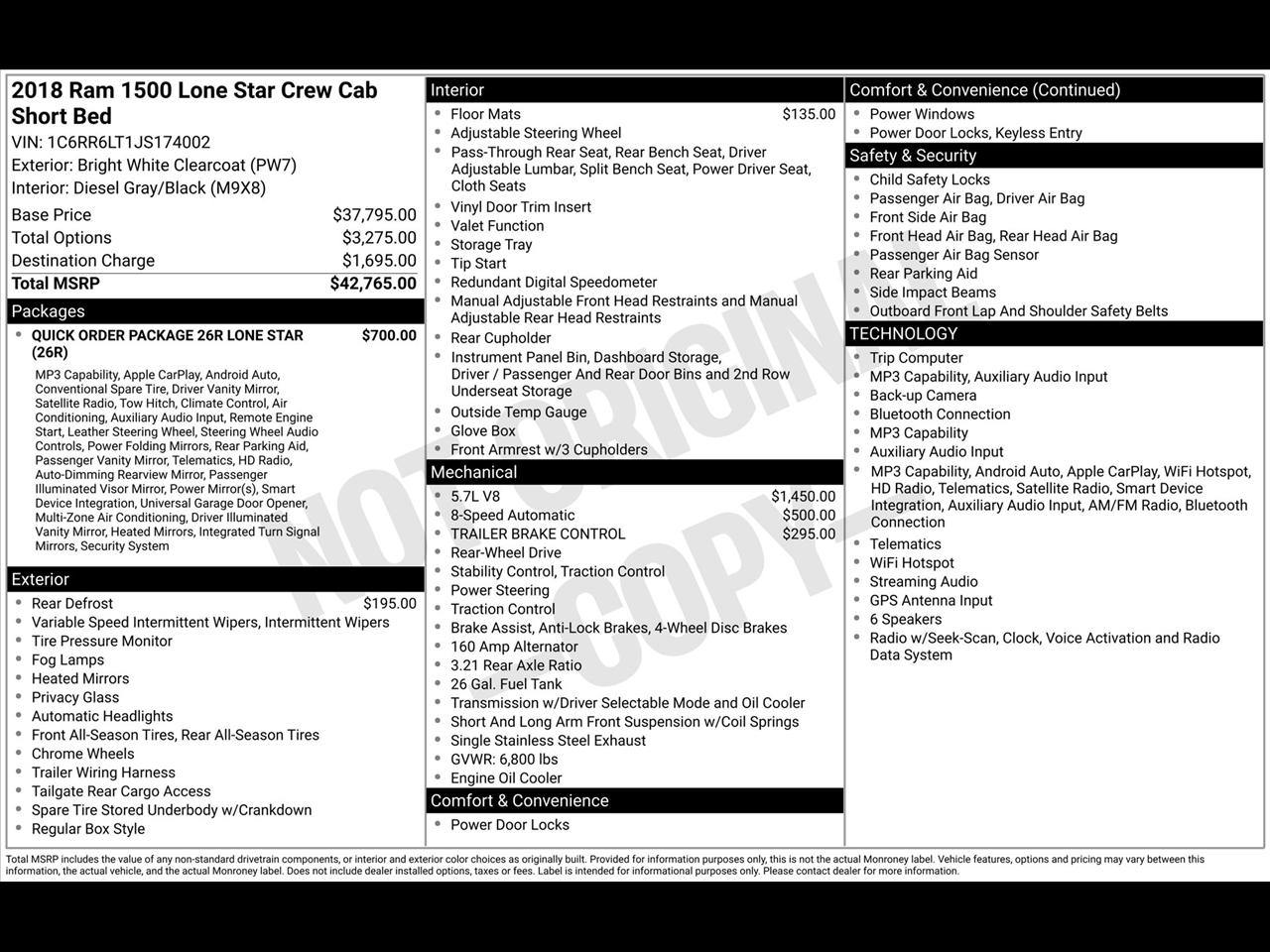 RAM 1500 SLT Crew Cab SWB 2WD 2018