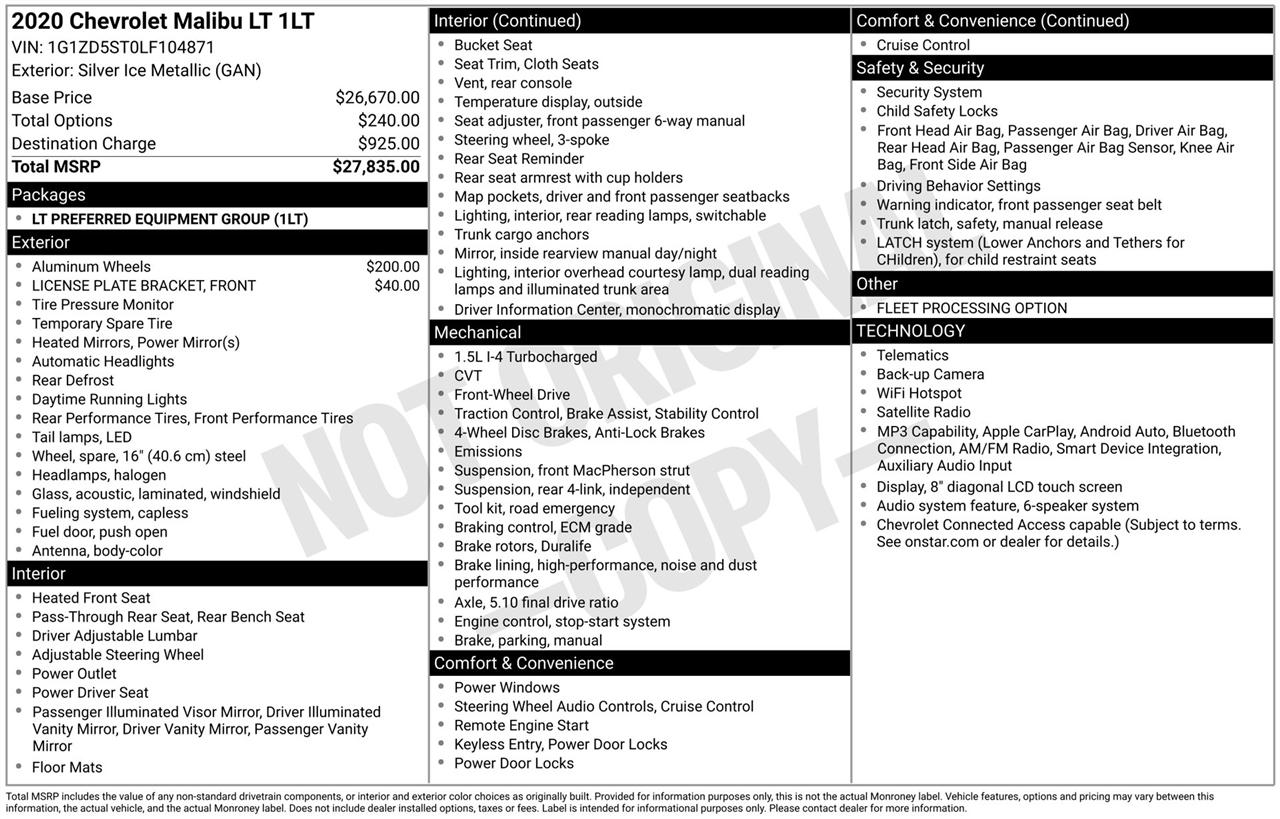 Chevrolet Malibu LT 2020