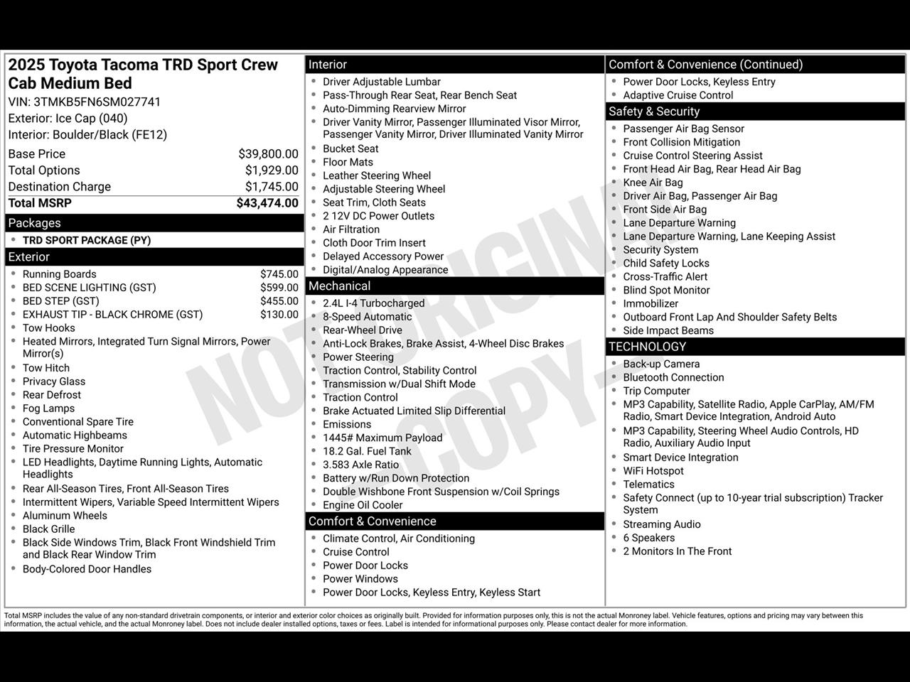 Toyota Tacoma TRD Sport Double Cab 2WD 2025