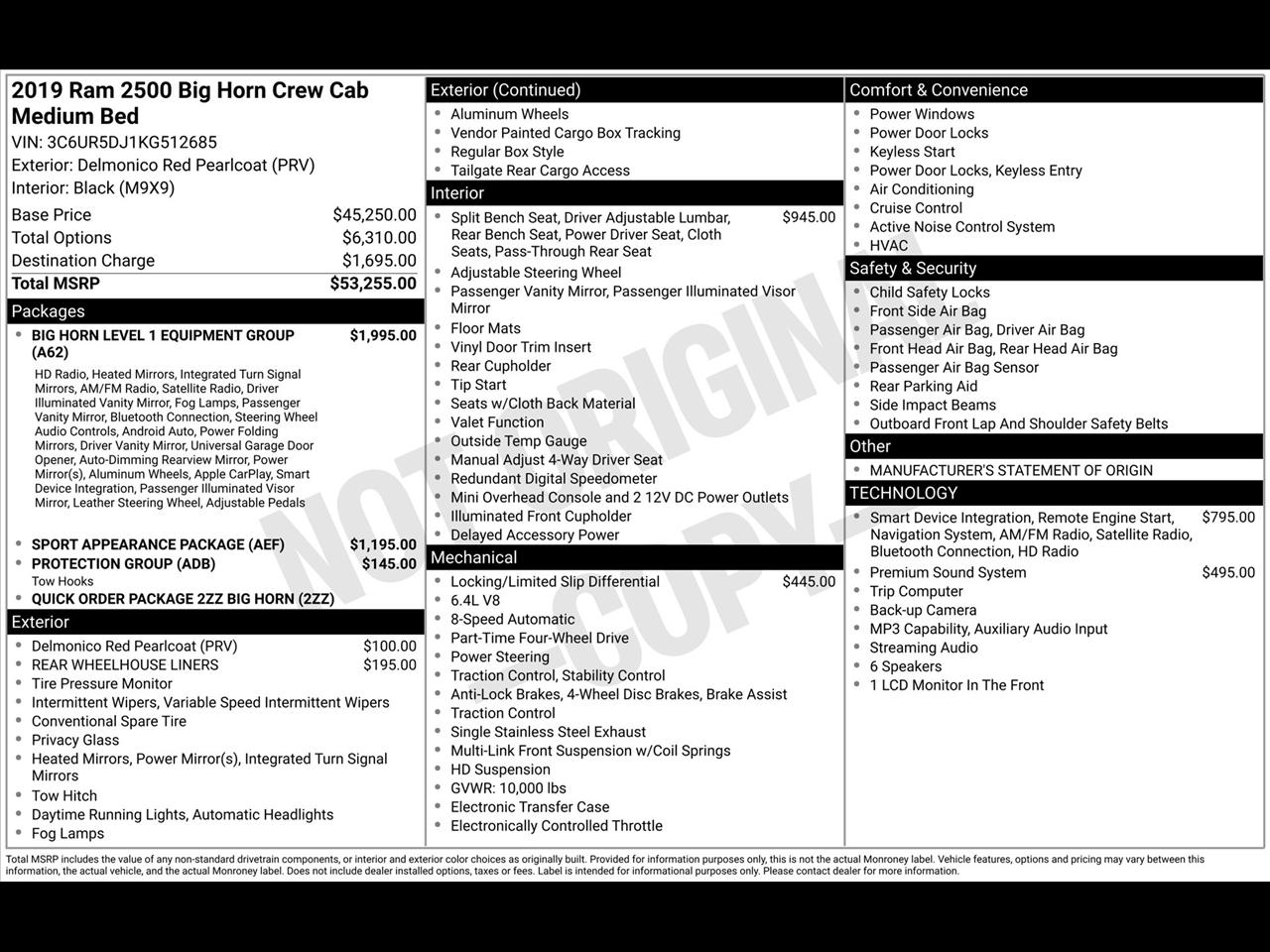 RAM 2500 Tradesman Crew Cab SWB 4WD 2019