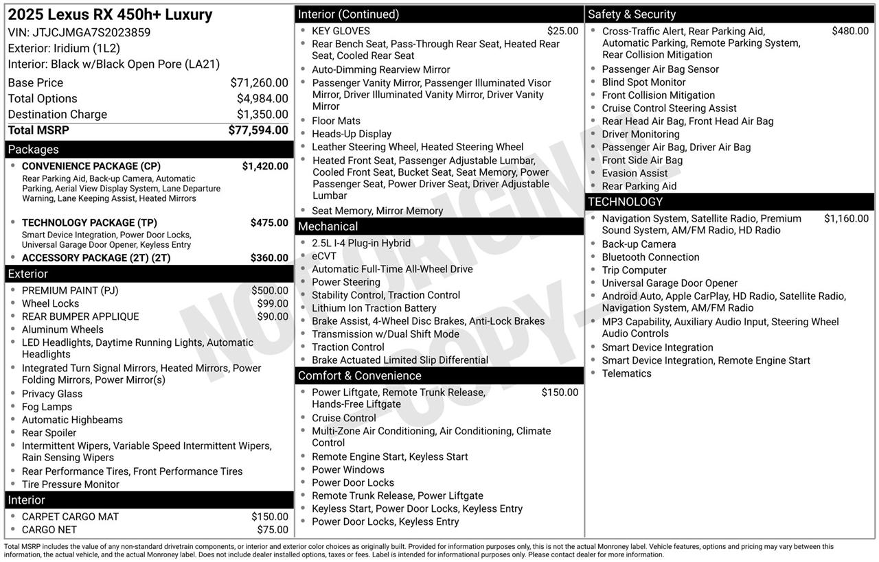 Lexus RX 450h+ Luxury AWD 2025