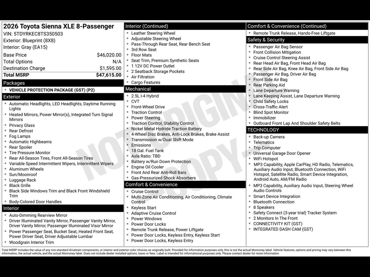 Toyota Sienna XLE 7-Passenger 2026