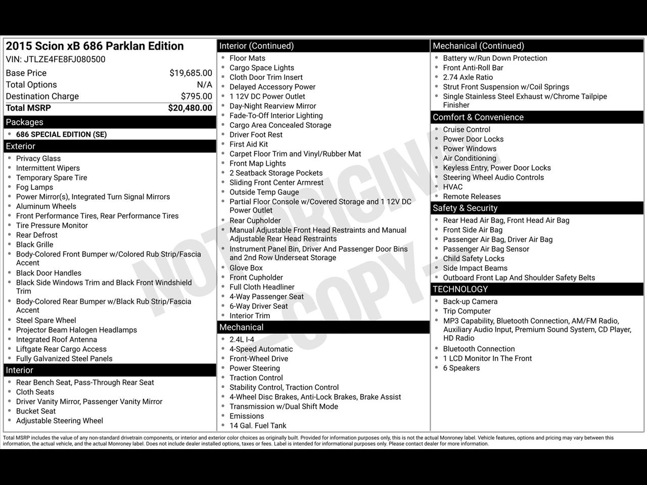 Scion xB 5-Door Wagon 5-Spd MT 2015
