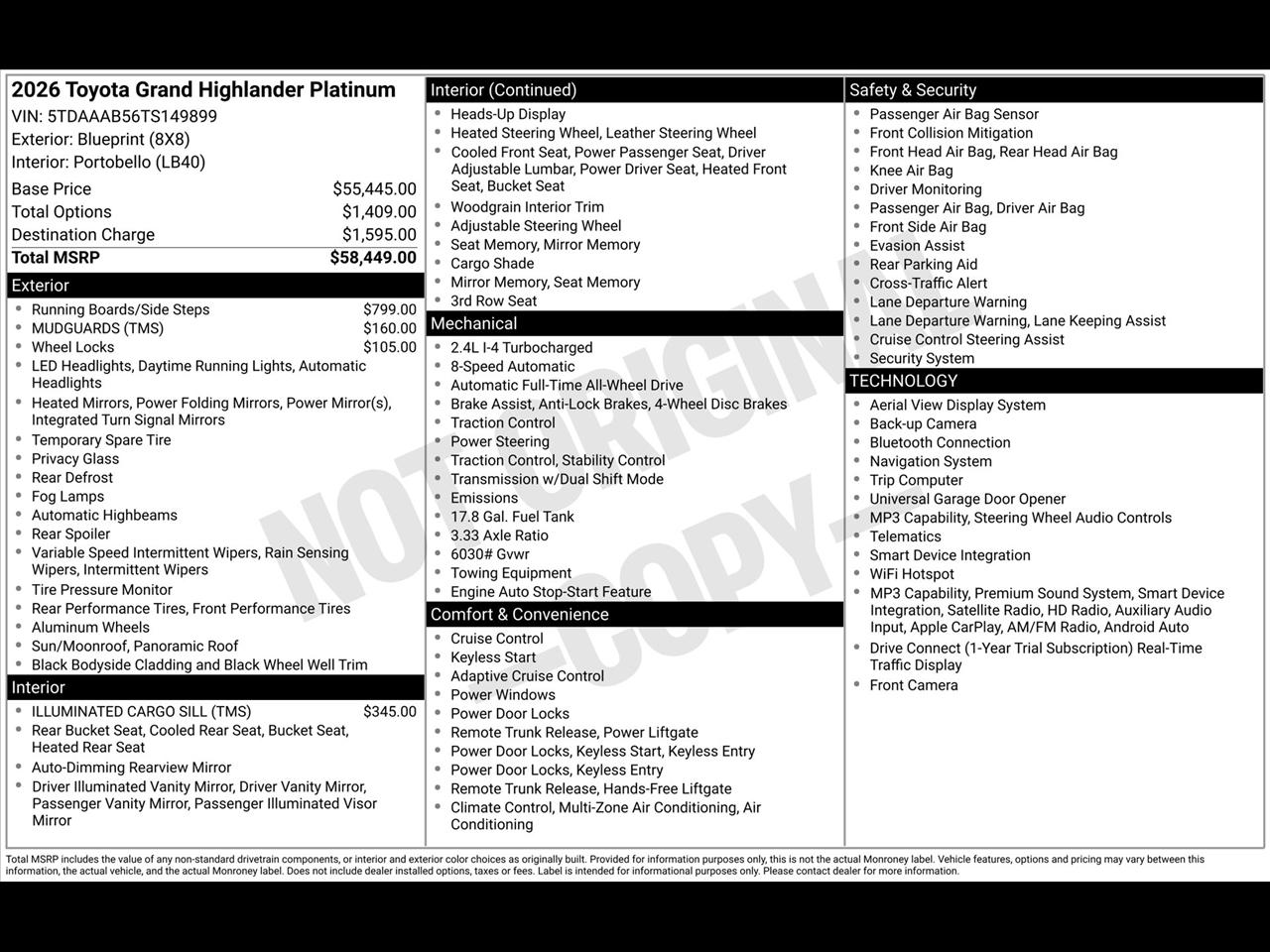 Toyota Grand Highlander Platinum AWD 2026