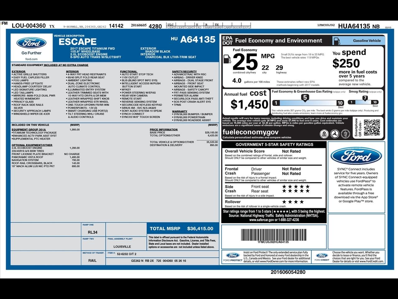 Ford Escape Titanium FWD 2017