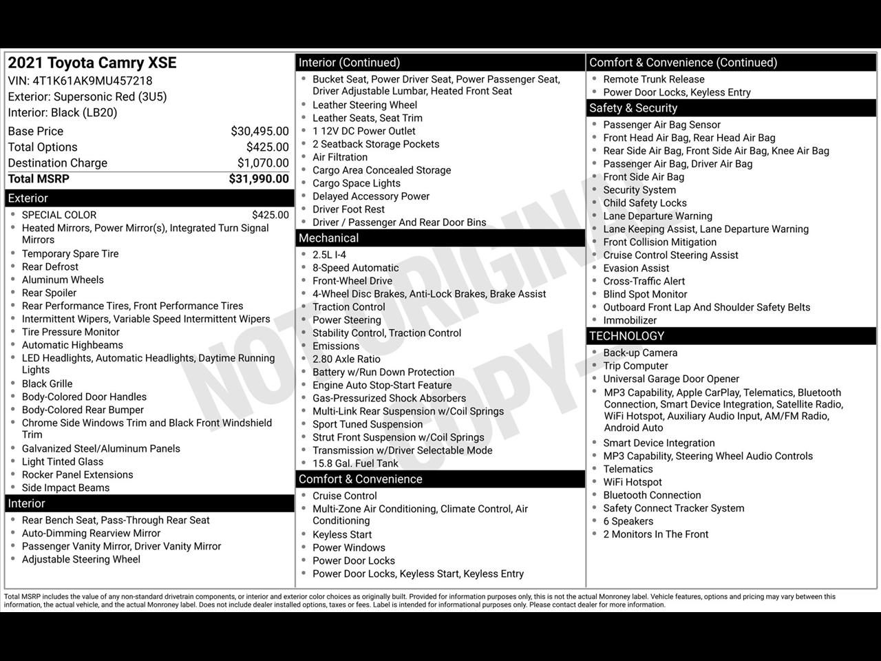 Toyota Camry XSE 2021