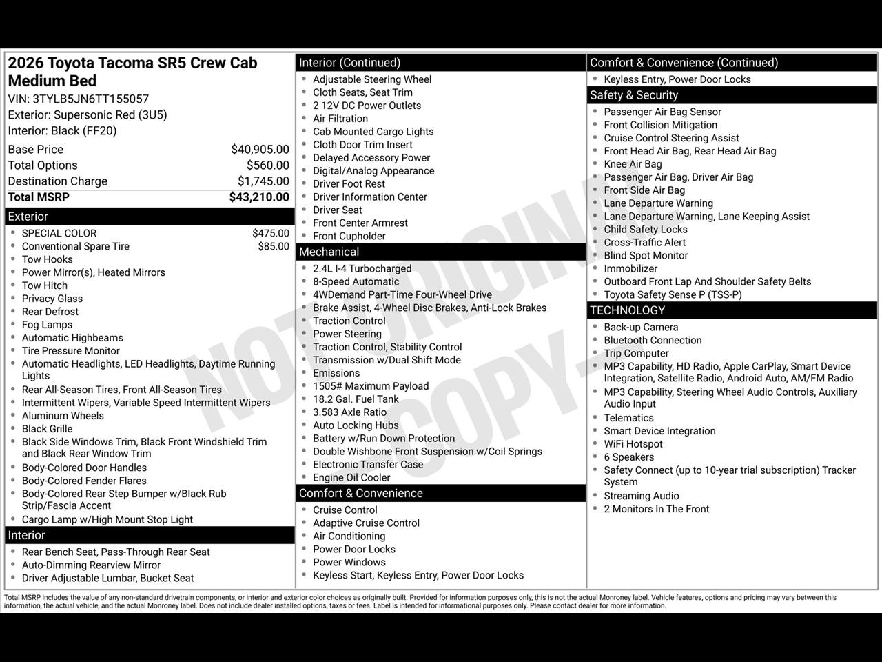 Toyota Tacoma TRD Sport Double Cab 4WD 2026
